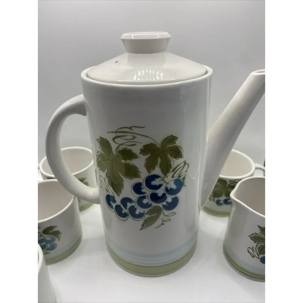 Vintage Sears Harmony House Ironstone Grapes Coffee/Tea Set MCM Japan